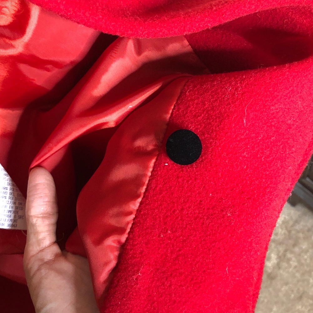 Rothschild Red Wool Pea Coat Black Velvet Girls 7 - Picture 8 of 16